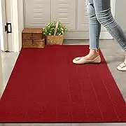 Marlow Front Door Mat, Heavy Duty Non-Slip Rubber Backing for Entrance, Entryway Mats for Shoe Scraper, Dirt Resist Welcome Door Mats, Hallway Runner Rug, Door Mat for Indoor&Outdoor, 90cmx305cm, Red