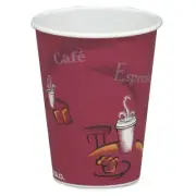 SOLO Bistro Design Hot Drink Cups Paper 8oz Maroon 50/Bag 20 Bags/Carton 378SI