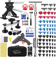 Car Dent Puller Kit - Slide Hammer, Glue Gun, Adjustable Bridge Puller, Suction