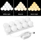 Hollywood style LED vanity mirror light string with 10 dimmable light bulbs USA