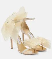 [Jimmy Choo] Jimmy Choo Aveline 100 bow-trimmed sandals AU 12 neutrals