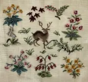 Preworked DEER BUCK IN FLOWERS Cluny Needlepoint Canvas 12" x 10.75" 5063