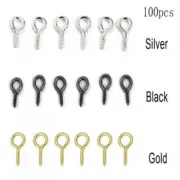 100pc Small Tiny Mini Eye Pins Eyepins Hooks Eyelets Screw Threaded Golds Silver