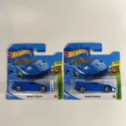 2021 Hot Wheels Short Card ‘94 Bugatti EB110 SS 1:64 Diecast Blue Lot of 2 READ