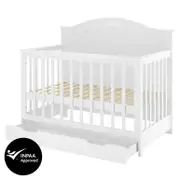 Azeem 3-in-1 Adjustable Solid Pine Baby Cot – White