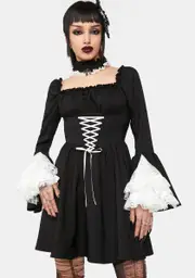 [Dark In Love] Witchy Lace Up Mini Dress