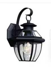 1 New Sealed Sea Gull Lighting 8038-12 Lancaster 12” Black Outdoor Wall Lantern