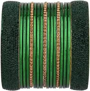 Efulgenz Red Bridal Bangle Bracelet Set Plain Glossy Metal Bangles CZ Crystal Rhinestone Indian CZ Crystal Bracelets Bangles For Women (17 Pcs)