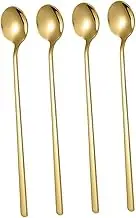 PEPLAYTAL 4pcs Mixing Spoon Coffee Desserts Teaspoons Round Head Coffee Spoons Stainless Steel Tea Stirrers for Hot Chocolate Iced Drinks