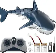 TEMI Remote Control Shark Toys, 1:18 Scale High Simulation Fish with Light and Spray Water for Lake, Bathroom, Pool, Birthday Gift Electric RC Boat for Kids Ages 6+ Boys Girls