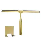 Shower Squeegee All-Purpose Stainless Steel Golden Floor Squeegee with Handle