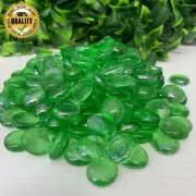 Green Round Glass Pebbles Beads Stones For Arts, Craft, Mosaics 17 - 19mm 450g
