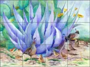 Southwest Tile Backsplash Susan Libby Quail Art Ceramic Mural SLA009