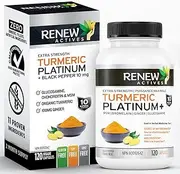RENEW ACTIVES Turmeric Platinum 1350MG per 3 Capsules with Black Pepper & Ginger – Antioxidant, Liver & Digestive Support – Reduces Inflammation & Boosts Immunity – Made in Canada – 120 Capsules