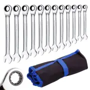 Ratchet Spanner Set Combination Wrench 12 Piece Metric Sizes from 8mm to 19mm...