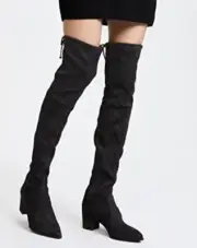 $895 NWB Thighland Stuart Weitzman Boots OTK Black Suede 8.5 9.5 W GORGEOUS!!