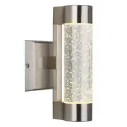 HOME DECORATORS Ansel Stainless Steel Bubble Glass LED Wall Cylinder Sconce