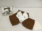 Fox Key Hole Neck Scarf.. For 1-5 Year Old Child..LIGHT BROWN…Hand Knitted,