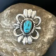 Blue Kingman Turquoise Native American Navajo Sterling Silver Ring Size 7 18573