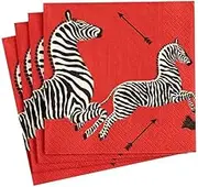 Caspari Entertaining with Cocktail Napkins, Zebras Red, Pack of 20