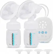 Cobuy Double Electric Breast Pump, Portable Breastfeeding Pump 2 Modes 8 Levels Rechargeable Nursing Double Breast Milk Pump for Home & Travel, Nursing Pump with 21/24 mm Flange, LED Touch Screen