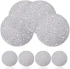 Silver Set of 4 Round Placemats & 4 Pieces Coasters 4 pcs,