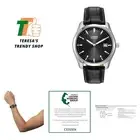 Men's Classic Eco-Drive Watch - Luminous Hands, Black Leather & Stainless Steel