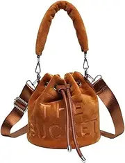 [JQAliMOVV] Bucket Bags for Women, Mini Bucket Bag Purses Soft Plush Crossbody Bucket Bags Drawstring Handbags Hobo Bag