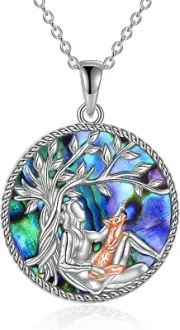 Fox Necklace Sterling Silver Tree of Life Fox Pendant Jewelry Gifts for Women