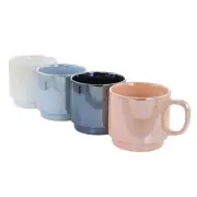 Mr. Coffee Cafe Celestial 4 Piece 14.8 Ounce Stoneware Pearlized Mug Set in Asso