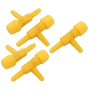 Aquarium Yellow Plastic 2 Way Air Control Valves 5 Pcs