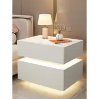 在飛比找蝦皮購物優惠-【廠家直銷】免運🔥現代簡約床頭櫃新款智能感應燈卧室白色創意全