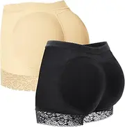 [Comebachome] Butt Padded Shapewear, 2pcs Seamless Butt Lifter Panties, Hip Enahncer Body Shaper Bodyshort Underwear for Women