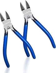 Wire Cutters 2 Pack, 6.5 inch,KAIHAOWIN Flush Cutters Diagonal Cutters Side Cutters Precision Ultra Sharp Spring Loaded Wire Snips Clippers Dikes Cutting Pliers Small for Crafting Jewelry Making,Blue