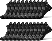 [JOYNÉE] 10 Pairs Men Ankle Sport Breathable Workout Tab Socks Athletic Running Low Cut Cushion Short Socks, Black(10 Pairs), X-Large