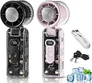 Icerush Turbo – Handheld Fan with Instant Cooling Plate & Led Light, Portable Handheld Turbo Fan with Ice Cooling, High Speed Folding Refrigeration Fans 5 Speeds, for Travel, Office, Home (#e)