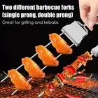 Double Prong Skewer with 2 Skewer Rack Stainless Steel Kabob Skewers Easy ToqjO