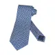 【Salvatore Ferragamo】SALVATORE FERRAGAMO GANCINI標籤LOGO印花真絲幾何線圈設計領帶(寬版/海軍藍)