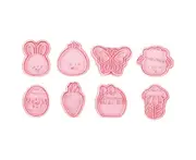 1 Set Rabbit Shape Easter Cookie Cutters Food-grade PP Reusable Baking Biscuit Molds Kitchen Tools Pink