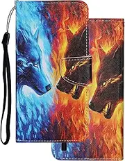 LEMORRY Case for Samsung Galaxy S10e Flip Leather Case, Premium Wallet Cover Shockproof Slim Soft Silicone TPU Protective Bumper Magnetic Phone Case for Samsung Galaxy S10e, Wolfs