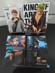 (4) Anime Figures Uzumaki Naruto, Uchiha Sasuke, Roronoa Zoro, Bandai Spirits
