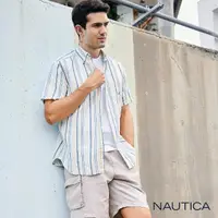 在飛比找momo購物網優惠-【NAUTICA】男裝 夏日清新直條紋短袖襯衫(白色)