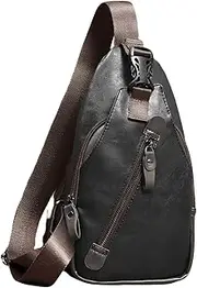 [ONcaLI] Trendy and Versatile Men's PU Leather Chest Bag,Cross-body sling bags,shoulder bag - Perfect for Cycling,Camping,Business Outdoor Activities