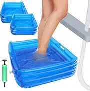 moonoom 2 Pack Inflatable Pool Foot Bath Basin - 13 x 13 x 5.5 inch Portable Pool Foot Wash Basin - Foot Soaking Bath Basin for Pool Entry Ladder Above Ground Swimming Pools Accessories