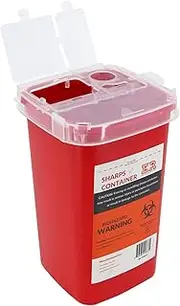 Ever Ready First Aid Sharps Container with Split Lid Design and Locking Mechanism for Sharp Waste Disposal, 1 Quart