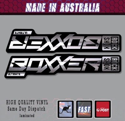 Rockshox BOXXER style Fork Decal CHROME Stickers Laminated Rock shox