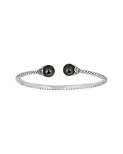 BELPEARL Silver 11mm Tahitian Bangle Bracelet