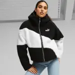 【PUMA】外套 連帽外套 女 基本系列CAT 羔羊毛 運動 休閒 黑白色 歐規(67537001)