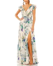 Mac Duggal Flutter Sleeve Chiffon Gown