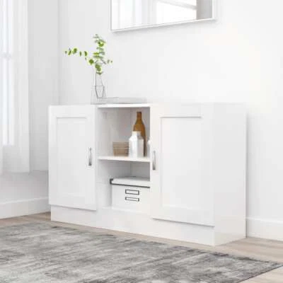 NNEVL Sideboard High Gloss White 120x30.5x70 cm Chipboard